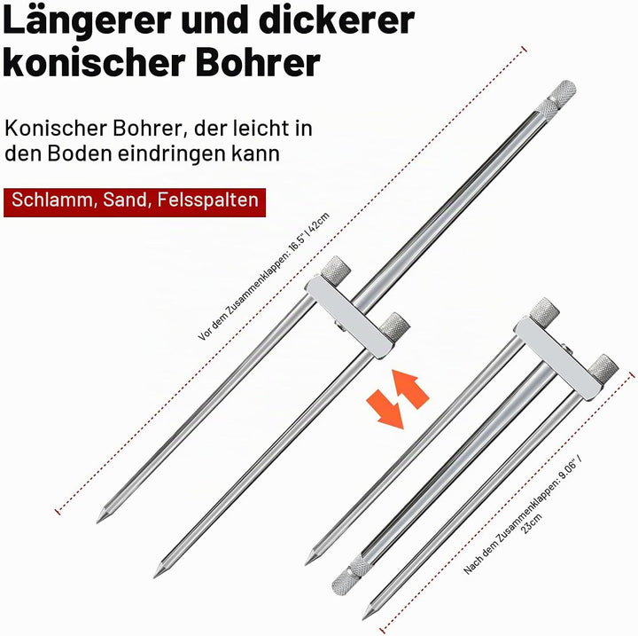 Rutenhalter, Universal Edelstahl Rutenhalter Angel, 360° Verstellbar &amp; Abnehmbar, Einfach zu Tragen,