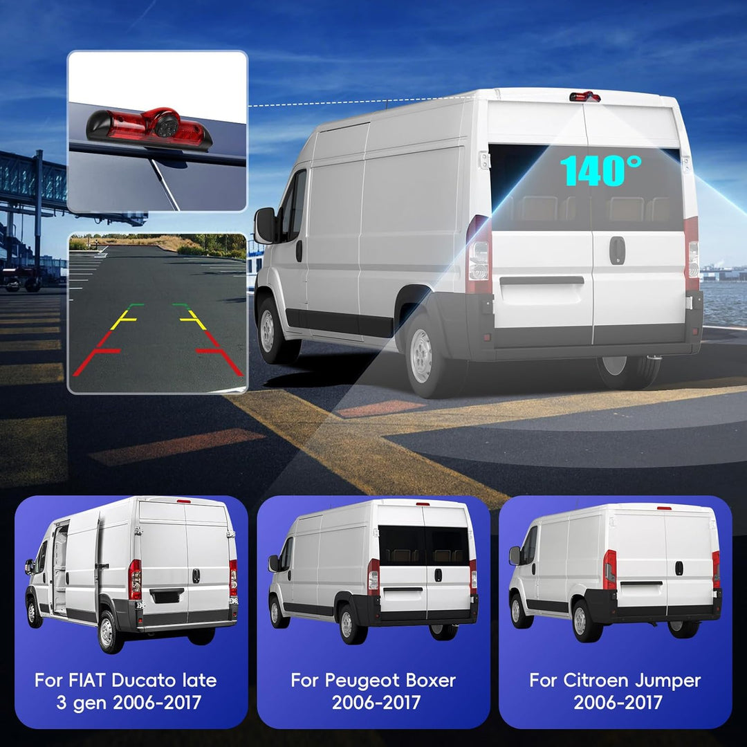 CAMECHO Bremsleuchte Rückfahrkamera HD Nachtsicht IP67 Wasserdichter Kamera für FIAT Ducato Peugeot