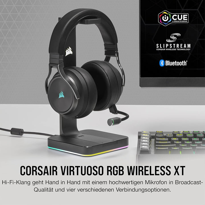Corsair VIRTUOSO RGB WIRELESS XT Hi-Fi-Gaming-Headset mit Räumlichem Klang (Gleichzeitige Dual-Wirel