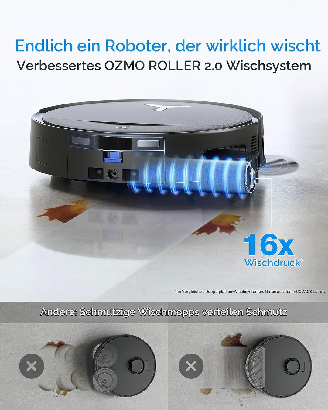ECOVACS DEEBOT T80S Omni Saugroboter und Mopp, 24800Pa Saugkraft, Sofortiger Selbstreinigung OZMO Ro