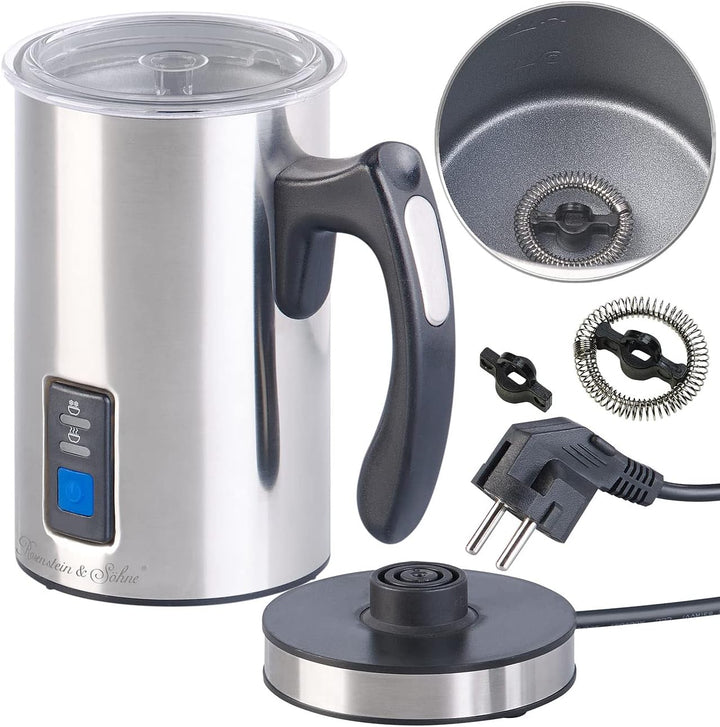 Rosenstein & Söhne Milchkocher: Elektrischer Edelstahl-Milchaufschäumer, 115/240 ml, antihaft, 500 W