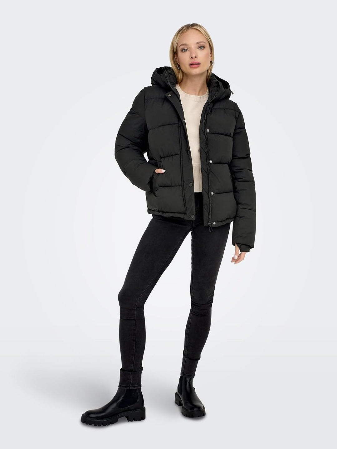 ONLY female Daunenjacke Stehkragen Steppjacke L Schwarz, L Schwarz