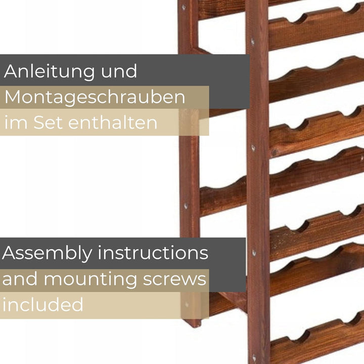 Weinregal Holz 30 Flaschen Braun 53x86x25 cm Wine Rack Regal Flaschenregal Weinflaschenregal Getränk