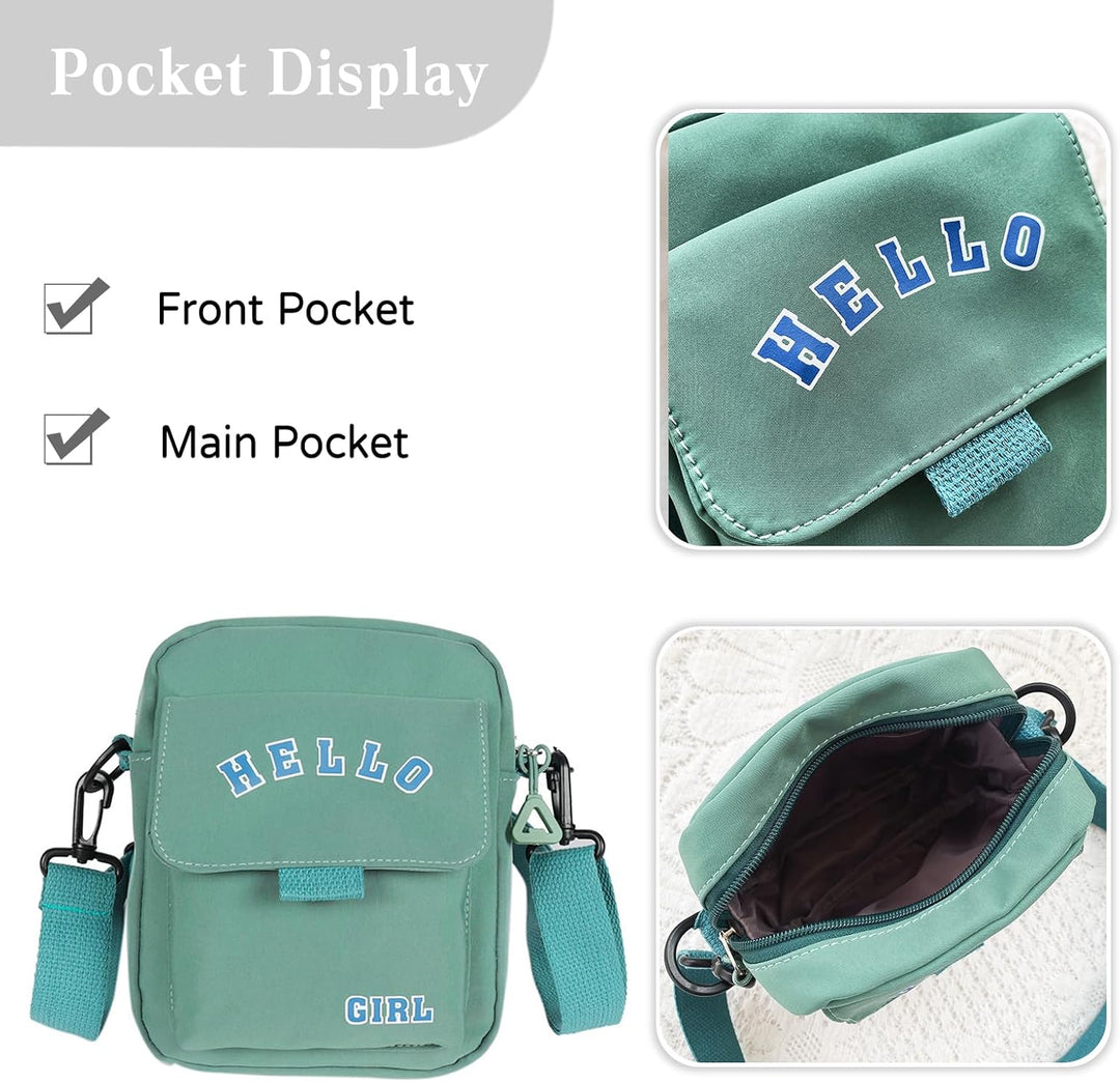 PORRASSO Casual Umhängetasche Mädchen Schultertasche Nylon Schulrachnzen Damen Messenger-Tasche Cros
