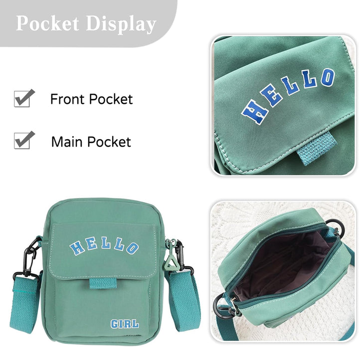 PORRASSO Casual Umhängetasche Mädchen Schultertasche Nylon Schulrachnzen Damen Messenger-Tasche Cros