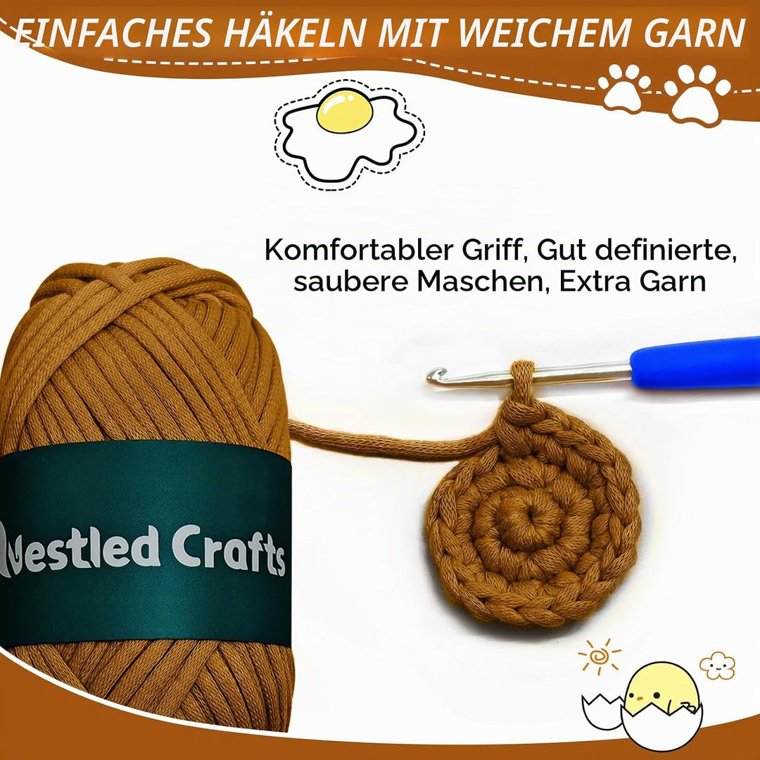 LetCartMaker Häkelset für Anfänger, Hochlandkuh Häkelset, Häkel-Starter-Set mit Schritt-für-Schritt-