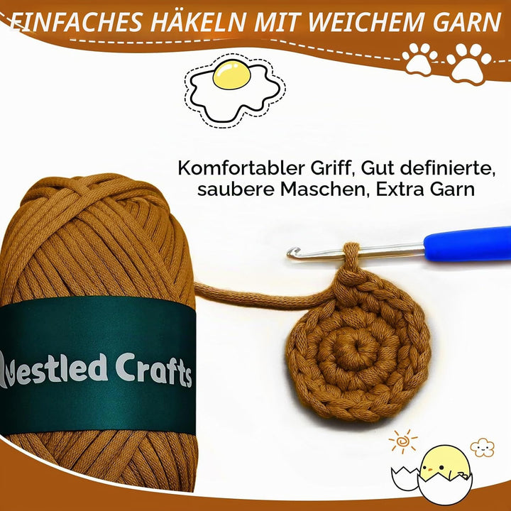 LetCartMaker Häkelset für Anfänger, Hochlandkuh Häkelset, Häkel-Starter-Set mit Schritt-für-Schritt-