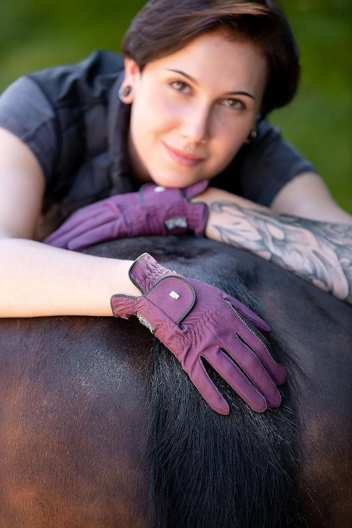 Roeckl Sports Reithandschuh LONA, Ladies Sommer Handschuh, 6 Farben, Grösse 6-8.5 7.5 Mokka/Gold, 7.