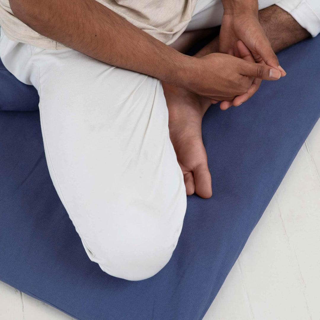basaho Zabuton Meditationsmatte | Biobaumwolle | Füllung aus recycelter Wollfaser Felsgrau, Felsgrau