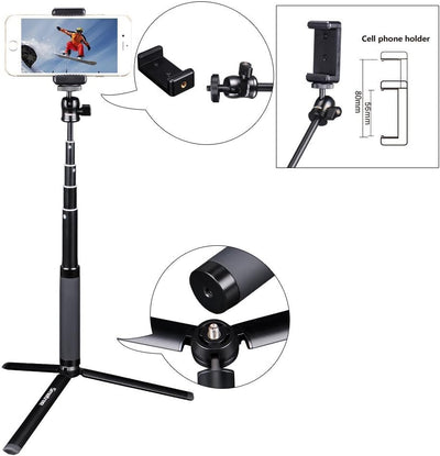 Smatree Teleskop Selfie Stick mit Stativ für DJI OSMO Action 3,2/Gopro Hero 12/11/10/9/8/7/6/5/4/3/S