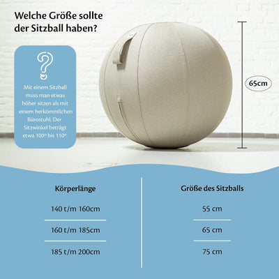 Backerz Sitzball 65 cm - Ergonomische Sitzmöbel für Büro und Heimbüro - Langlebiger Stoff, Gymnastik