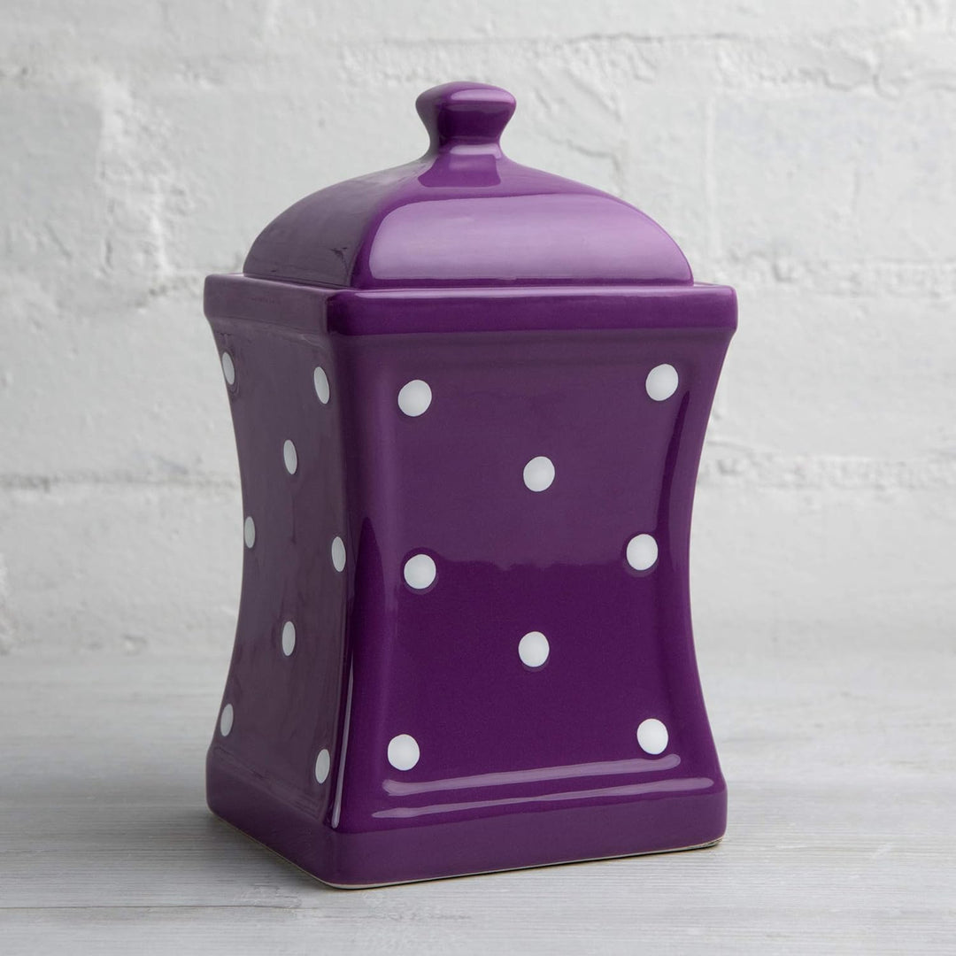 City to Cottage® - Keramik Behälter Küche 900 ml | Lila und Weiss | Polka Dots | Handgemacht | Behäl
