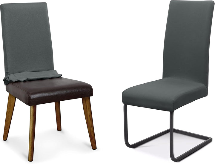 BEAUTEX 4er Set Jersey Stuhlhusse, elastische Stretch Husse Baumwolle Bi-Elastic, Farbe wählbar (Ant