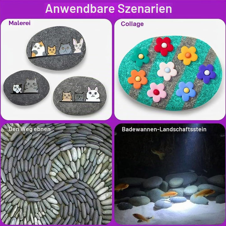 4 Stück 8-10 cm Steine zum Bemalen Glatte Kieselsteine Schwarze Malsteine Natürliche Flusssteine Dek