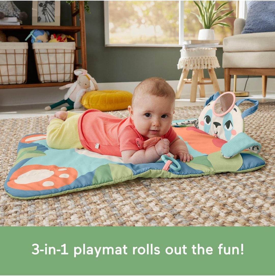 FISHER-PRICE Rolli-Roll Panda Spielmatte - Grosse 3-in-1 Spielmatte zum Mitnehmen, kontrastreiches M