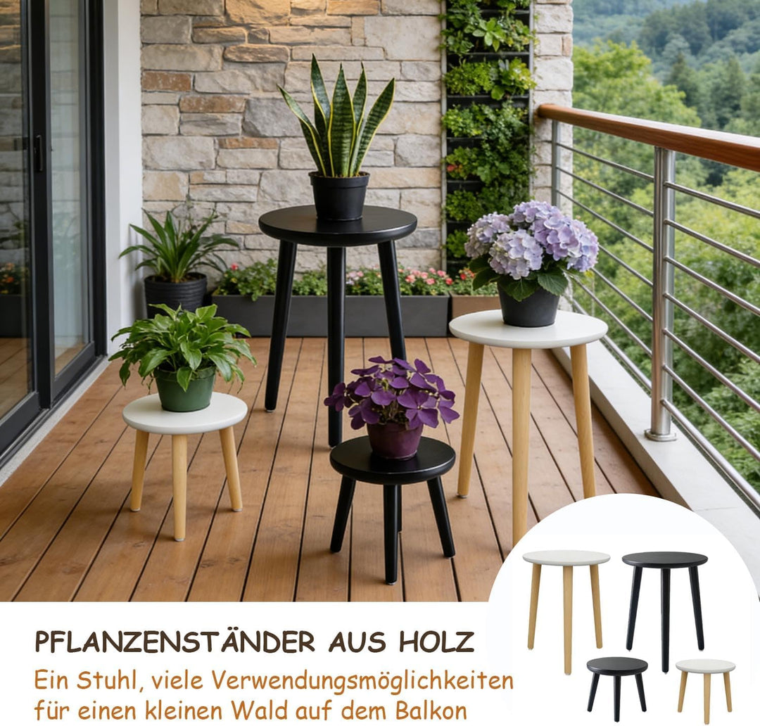 Pflanzenständer aus Holz, 28 x 42 cm Rund Blumenständer, Belastung Blumenhocker mit 3 Füssen, Deko H