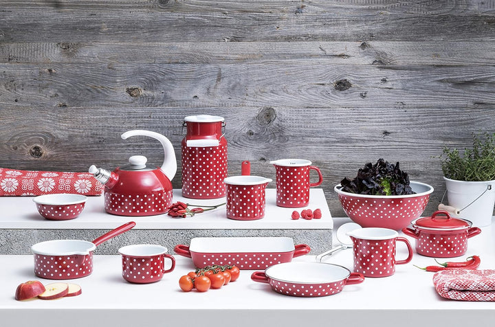 Riess, 0543-077, Flötenkesssel Plus, COUNTRY - PÜNKTCHEN ROT, Durchmesser 18 cm, Höhe 21.7 cm, Inhal