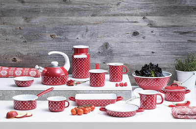 Riess, 0543-077, Flötenkesssel Plus, COUNTRY - PÜNKTCHEN ROT, Durchmesser 18 cm, Höhe 21.7 cm, Inhal