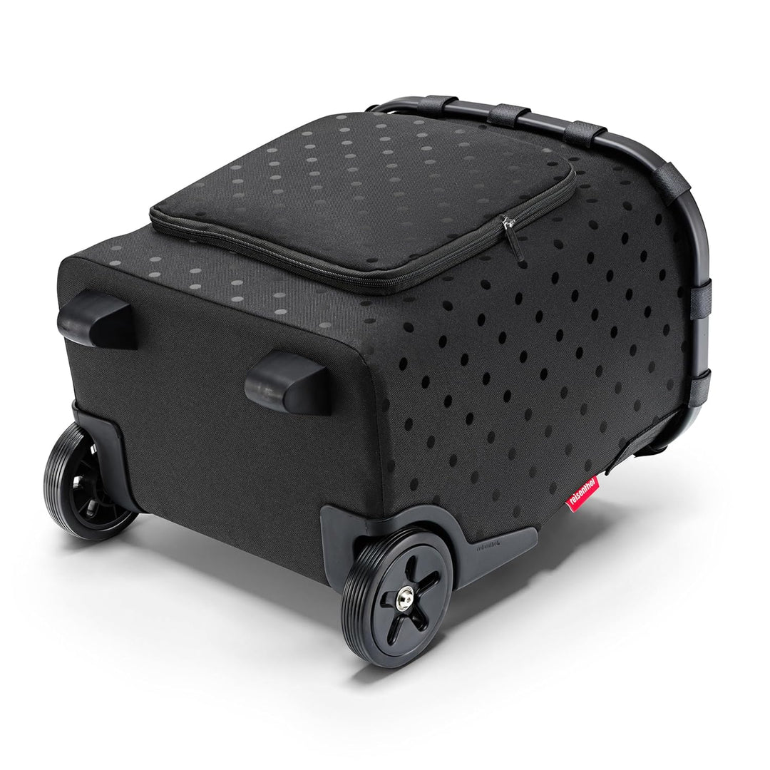 reisenthel carrycruiser Plus in Glossy dots Black – Tragbarer Einkaufstrolley mit Kühlfach, Schulter
