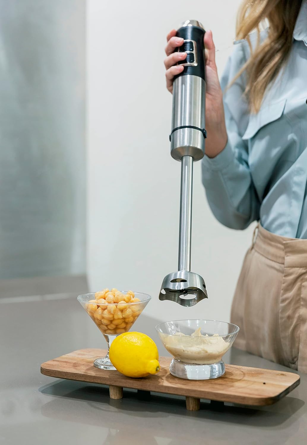 MYWAVE MWBTM-XXL Saona Stabmixer Für Feste und Flüssige Nahrungsmittel, Stainless Steel, Silber