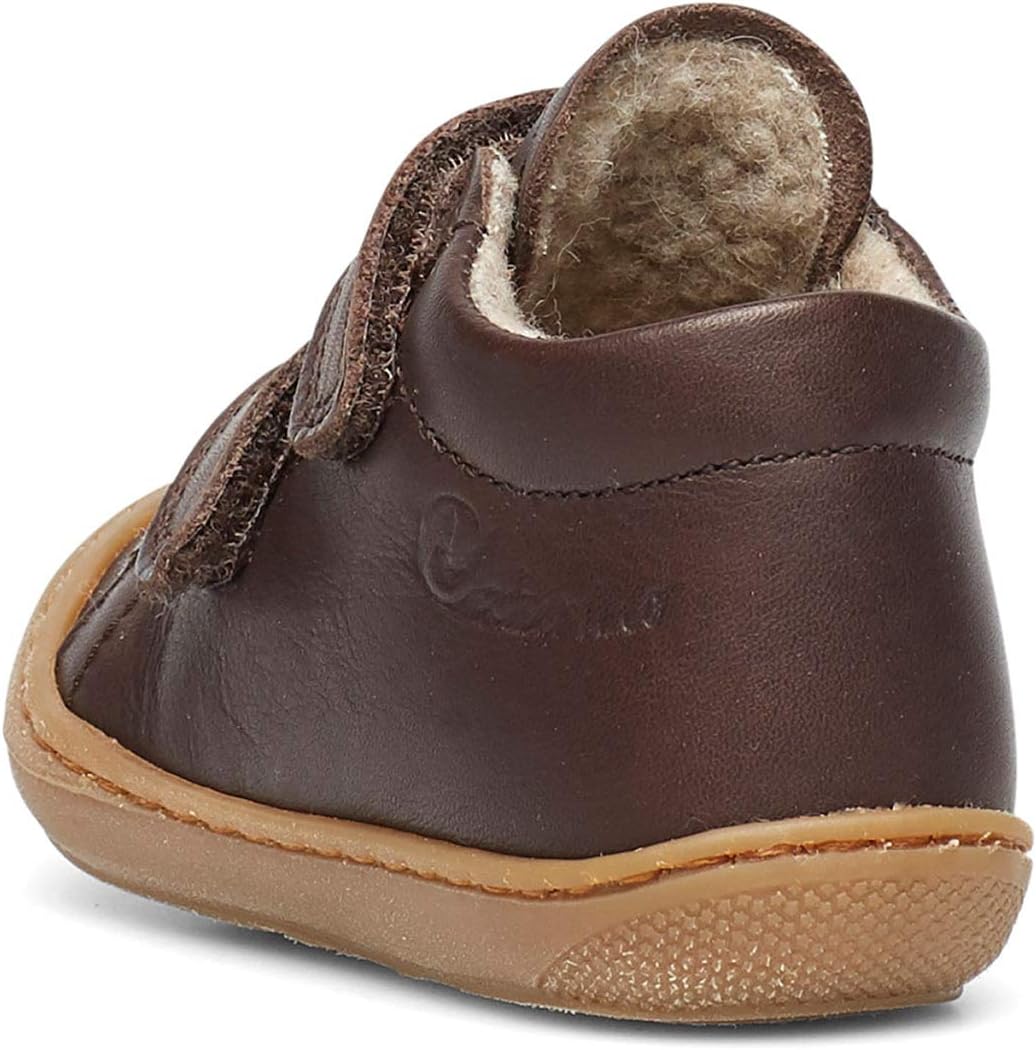 NATURINO Lauflernschuhe aus Nappaleder mit Wollfutter, Dunkelbraun