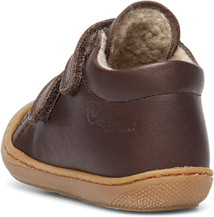 NATURINO Lauflernschuhe aus Nappaleder mit Wollfutter, Dunkelbraun