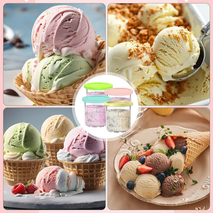 4 Stück Ersatz für Ninja Creami Deluxe Behälter Pints und Deckel,680ML Eismaschine Creamy Passend fü