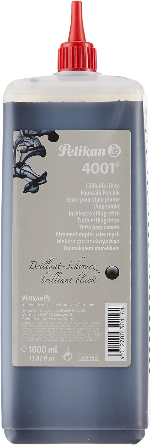 Pelikan 301168 - Tinte 4001 1000 ml brillantschwarz Brillantschwarz Single, Brillantschwarz Single