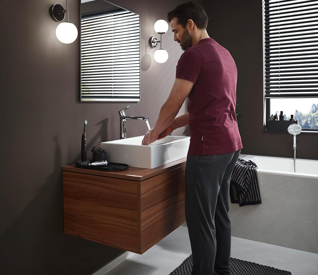 hansgrohe Waschtischarmatur Metris, Wasserhahn Bad mit Auslauf Höhe 260 mm, mit Zugstange, Badarmatu