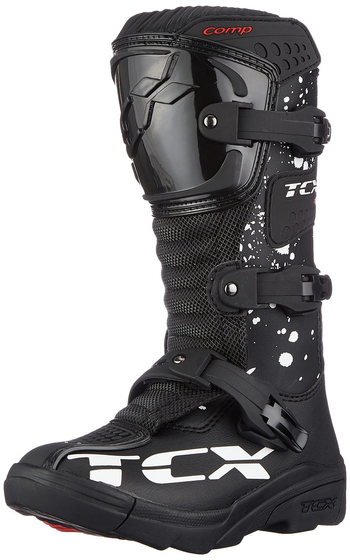 TCX Herren Motorcycle Boot 39 EU Schwarz Weiss, 39 EU Schwarz Weiss