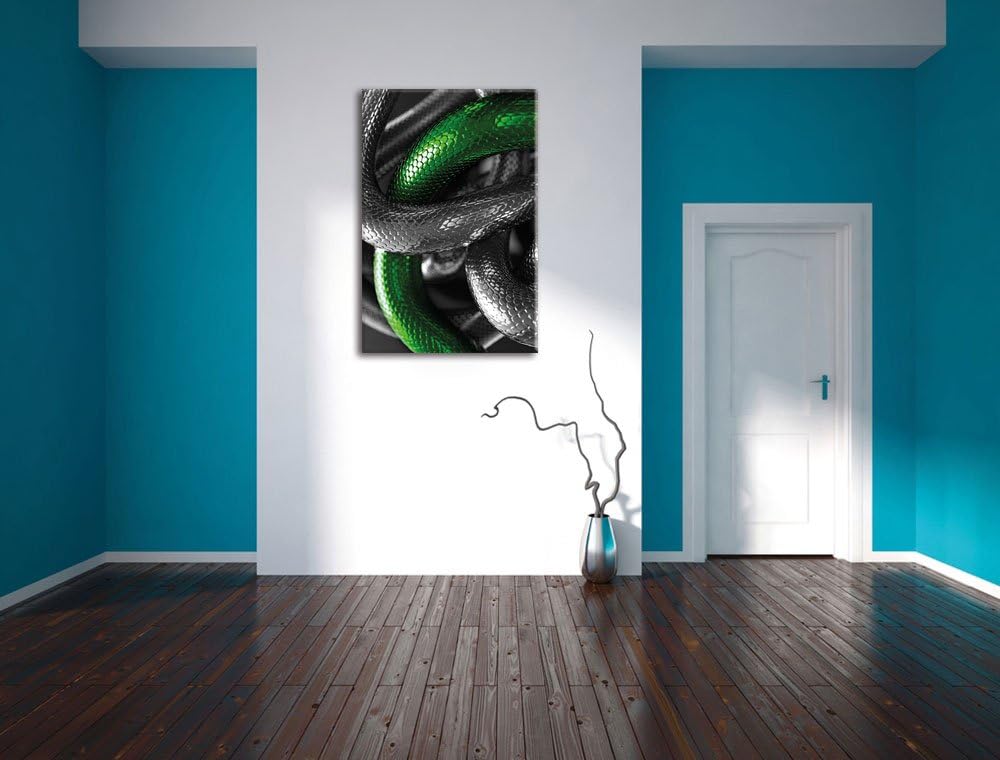 Pixxprint ineinander verschlungene Schlangen, Format: 70x100 auf hochkantiges Leinwand, XXL riesige