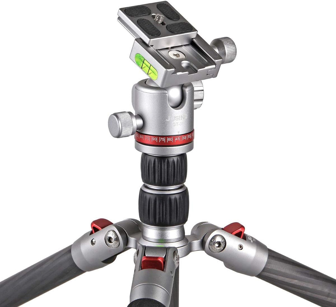 JUSINO TK-225SC handliches & Robustes Karbon-Tripod mit Monopod-Funktion + Kugelkopf GT-30, mit Tran