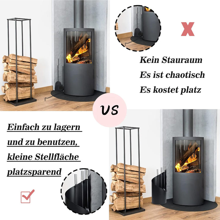 LARS360 4tlg Schwarz Kaminbesteck Modern Kamingarnitur, Gute Hitzebeständigkeit, Antifouling, Schön