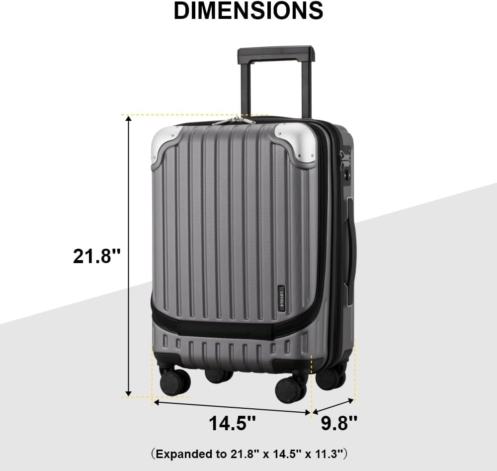 LEVEL8 Koffer Trolleys Leicht ABS+ PC Handgepäck Hartschalen-Koffer Trolley Rollkoffer Reisekoffer E