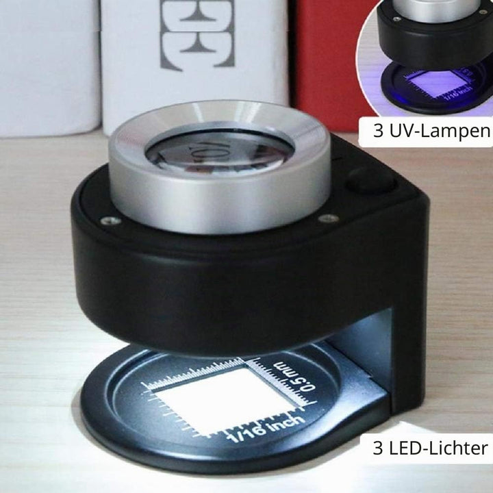 Bysameyee 30X Beleuchtete Lupe Juwelier Lupe, 6 Lichter Desktop Metall Tragbare Faltwaage Augenschla