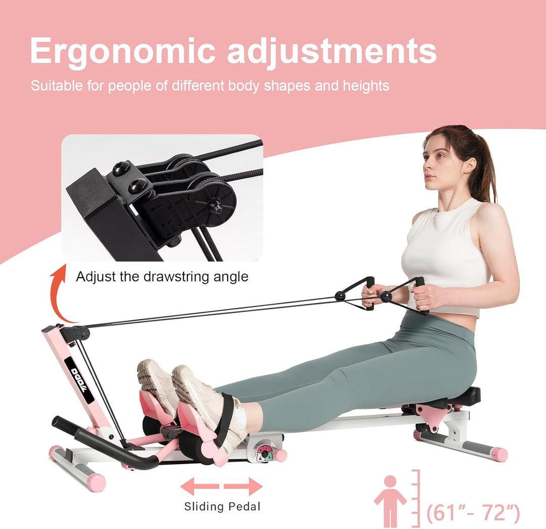 TODO 3 in 1 Rudergerät für zuhause, Multifunctionale Rudermaschine mit 2 Intensitäten Anstellbar, Ab