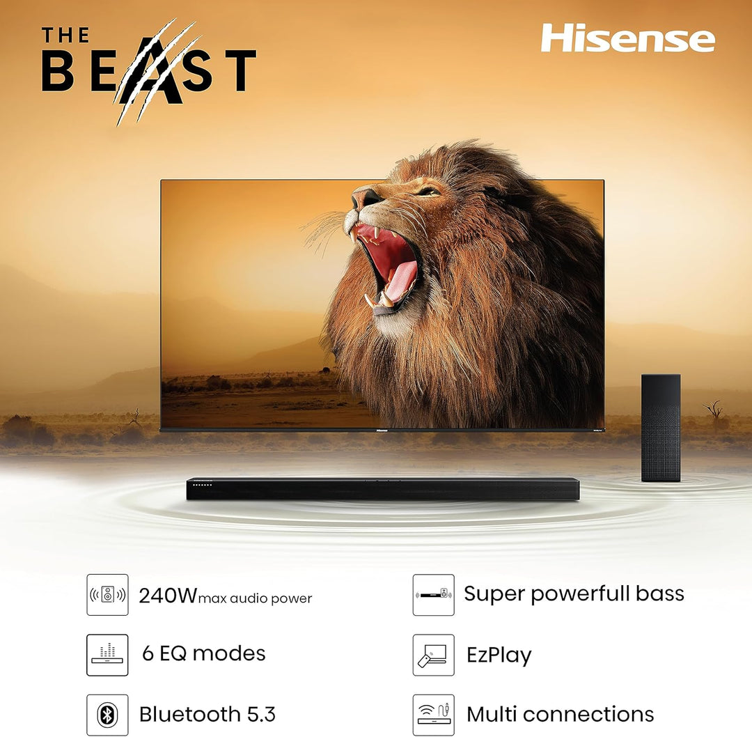Hisense HS2100 2.1 Soundbar Home Theater System mit kabellosem Subwoofer, 240W, Dolby Audio, Bluetoo