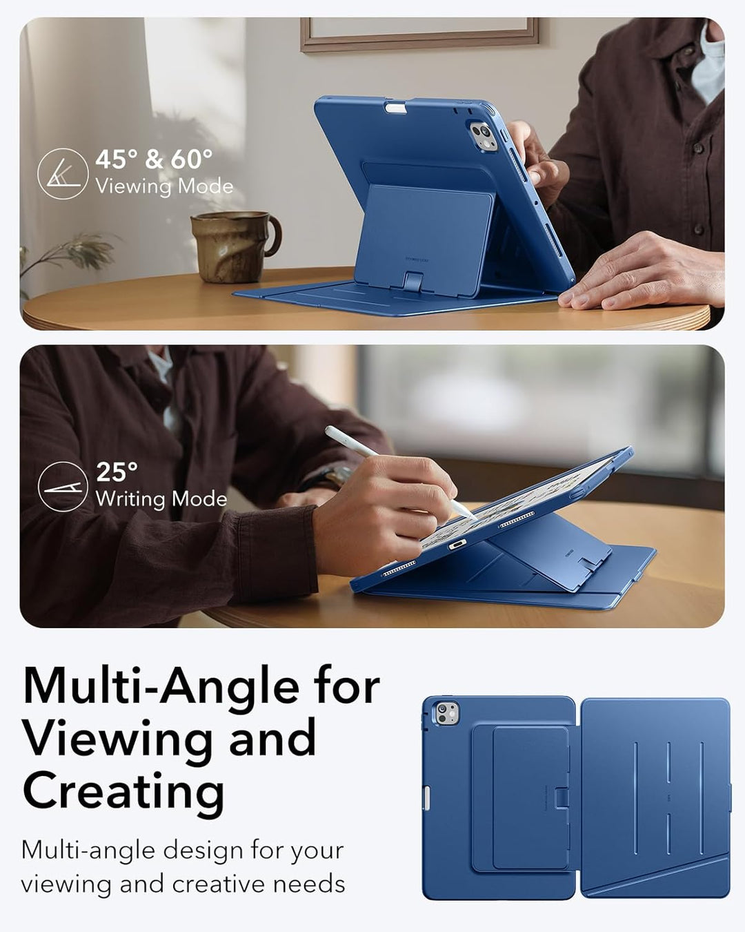 ESR für iPad Pro 13 Zoll Hülle (M5/M4) 2025/2024, Vertikaler Ständer, Multi-Winkel, Ultra-stabile Hü