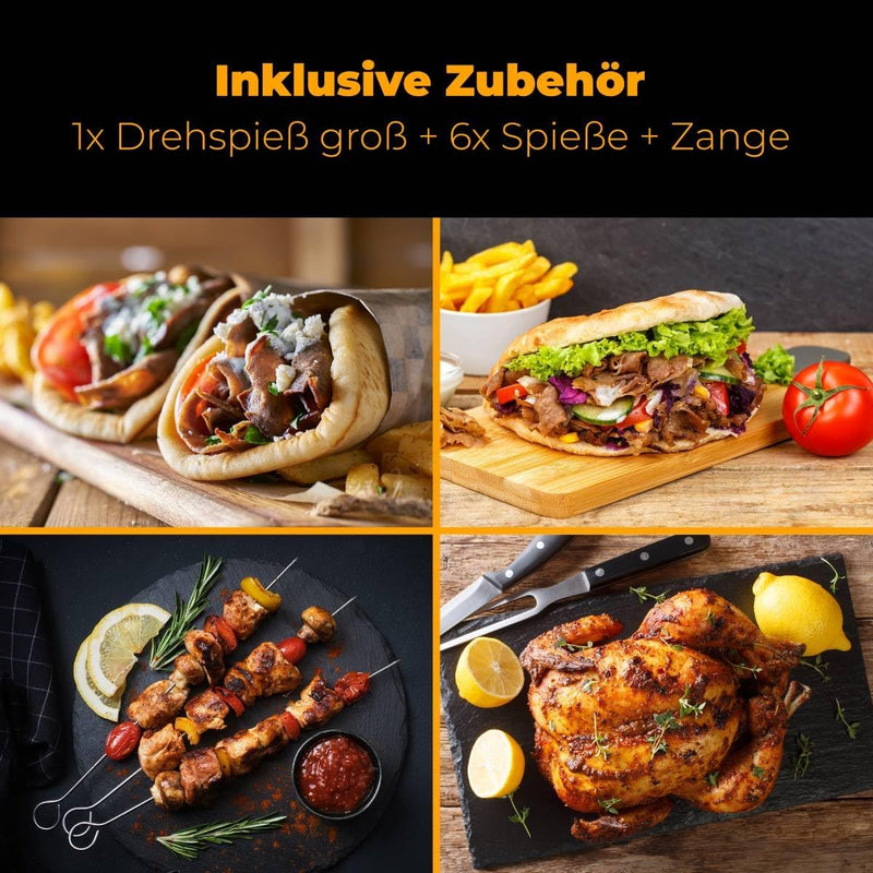 Bomann Döner-Multigrill DVG 3006, elektrischer Dönergrill für Zuhause, Drehspiess-/Tischgrill, für D