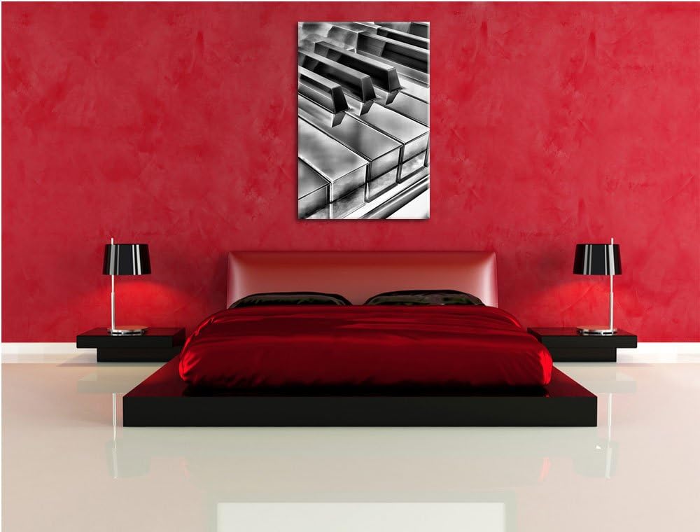 Monocrome, Klavier Tasten, Format: 100x70 auf Leinwand, XXL riesige Bilder fertig gerahmt mit Keilra
