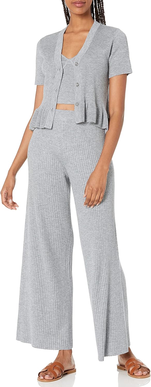 The Drop Damen Pants Catalina Pull-on Rib Sweater Pant XL Grau Meliert, XL Grau Meliert