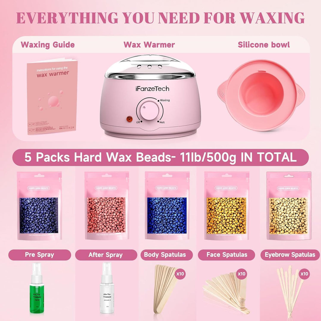 iFanzeTech Wax Maschine Waxing Set Frauen: Wachs Haarentfernung - Wachswärmer Wachsgerät zur haarent