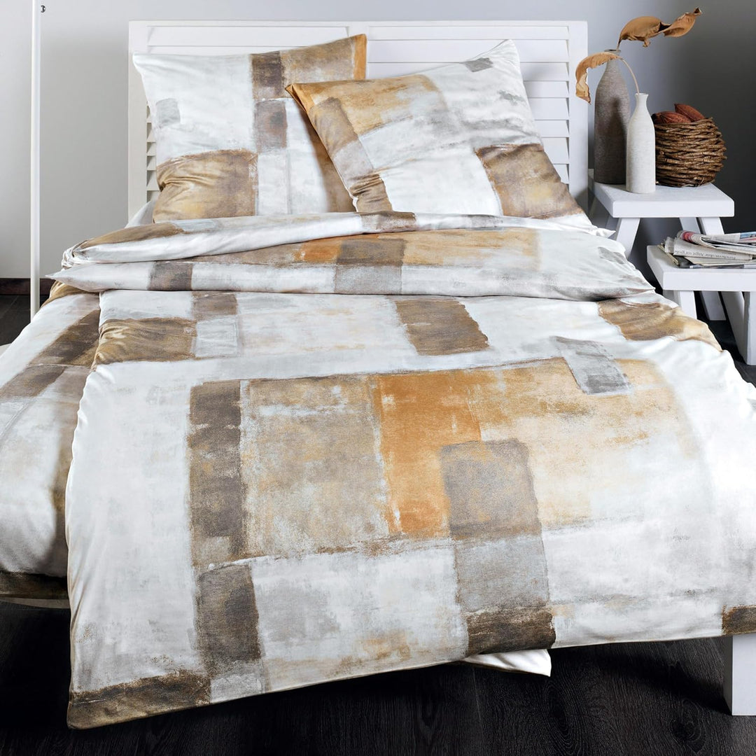 Estella Bettwäsche Eetu Interlock-Jersey Kiesel Grösse 135x200 cm (80x80 cm) 135x200 cm (80x80 cm) K