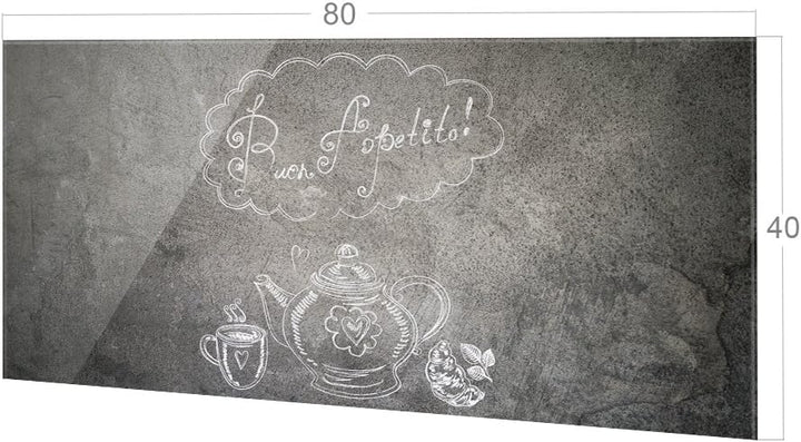 GRAZDesign Küchen-Spritzschutz Glas Grau Küchen Herd Bild-Motiv Spruch auf Steinoptik Granit Guten A