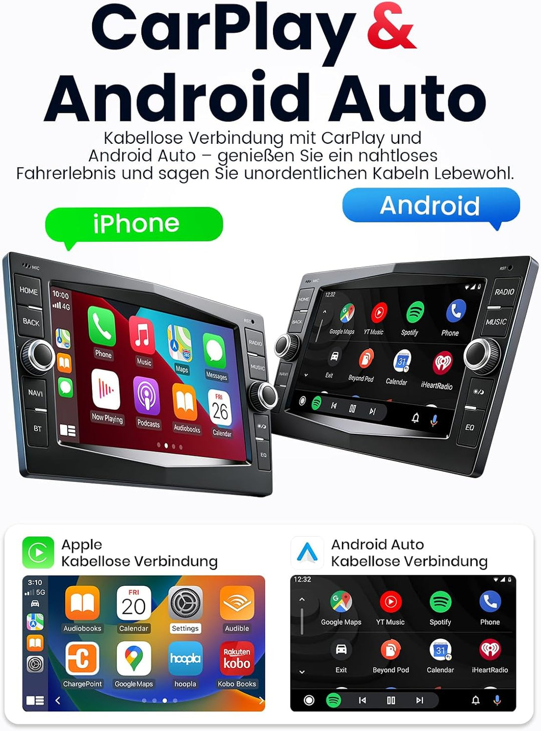 Doppel DIN Autoradio mit Bildschirm für Opel and Vauxhall Corsa C/D Astra Zafira, Wireless CarPlay &amp;