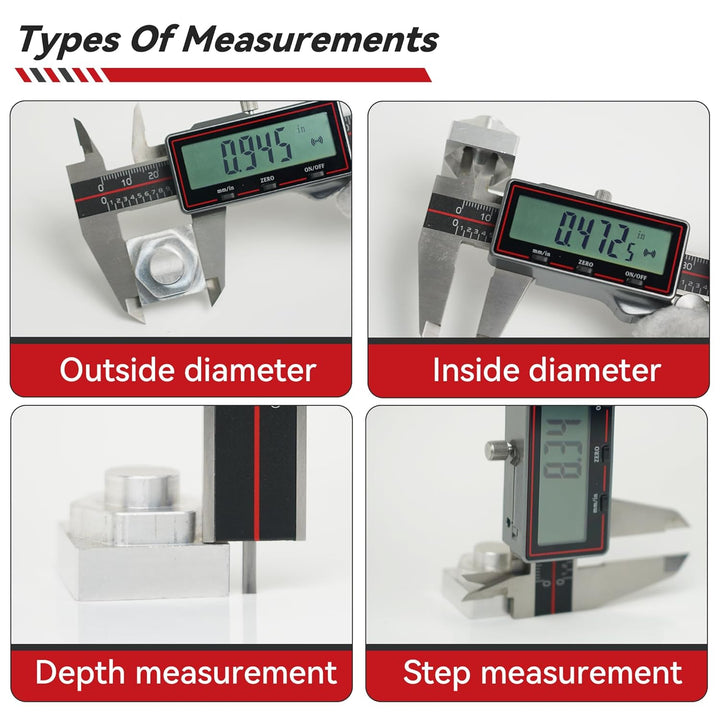 GemRed Digitaler Messschieber 150 mm, Kabelloser Edelstahl Messschieber mit Grossem LCD-Display, Sch