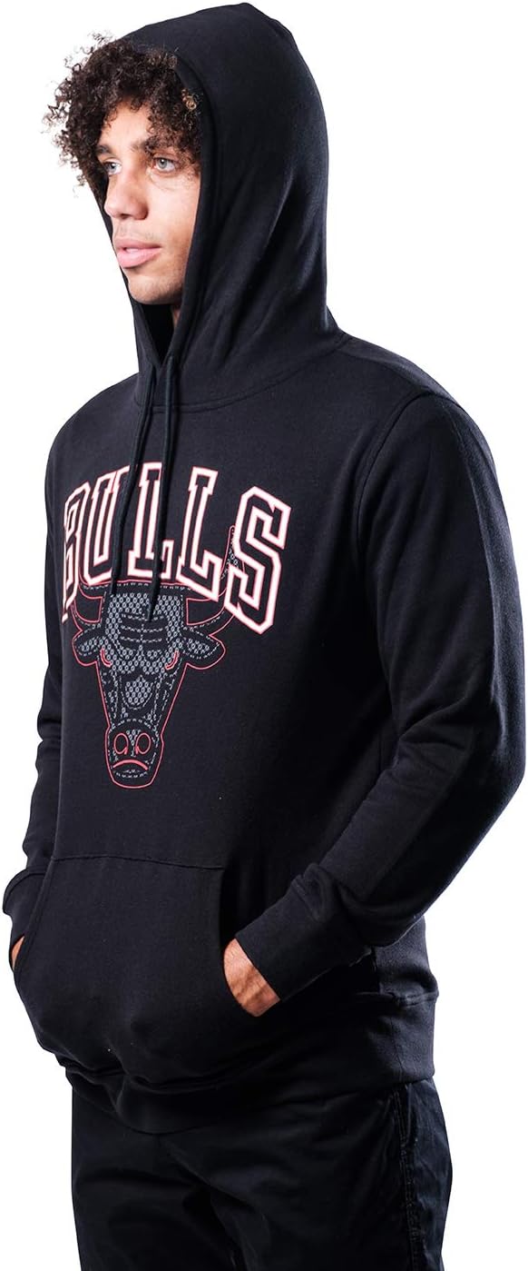 Ultra Game NBA Men's Fleece Hoodie Pullover Sweatshirt Primo Metallic Chicago Bulls L Schwarz