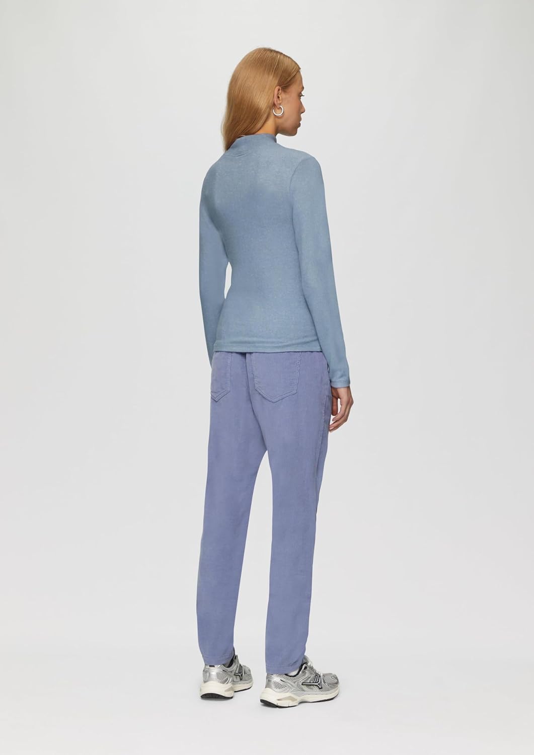 QS Damen Softes Longsleeve aus Viskosemix Langarmshirt mit Stehkragen (1er Pack) M Blue 52w0, M Blue