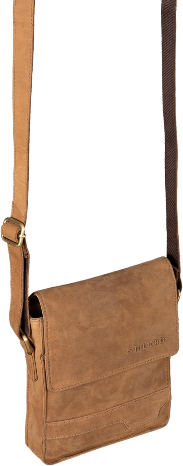 STILORD 'Sven' Herrenhandtasche Leder Umhängetasche klein Schultertasche Männer 8 Zoll Tablet Herren