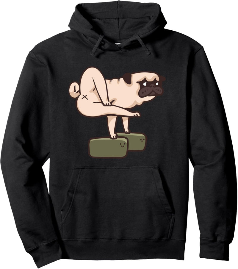 Pug Yoga Block Pullover Hoodie